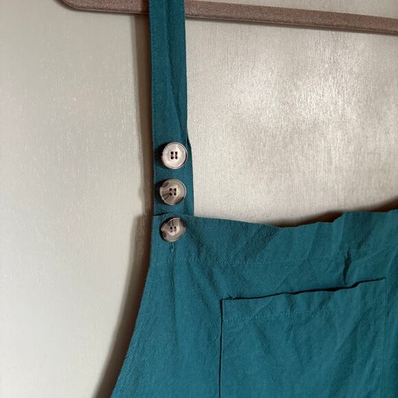 Women's 3X Teal 100% Cotton Lightweight Overalls Boho Hippie Comfort Colorful - Picture 4 of 10